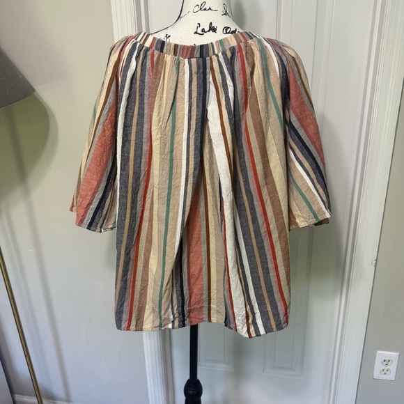 SPEED LIMIT 3X OFF SHOULDER SHORT SLEEVE STRIPED PEASANT TOP BOHO SHIRT BLOUSE - Picture 3 of 6